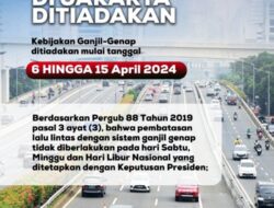 Mulai Hari Ini Hingga 15 April 2024, Jakarta Bebas Ganjil Genap